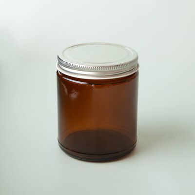 4 oz Amber Glass Jar with Silver Lid