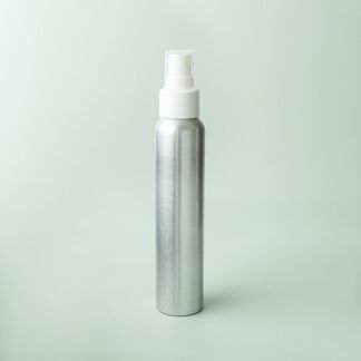 4 oz Brushed Aluminum Bottle with White Spray Cap
