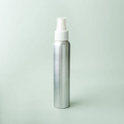 4 oz Brushed Aluminum Bottle with White Spray Cap