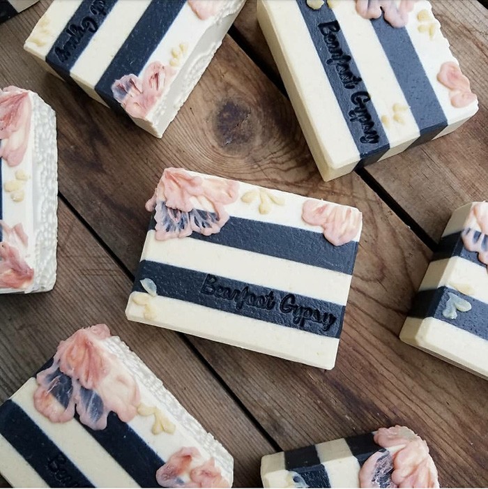 floral and
stripes soap by milkmade soap co.