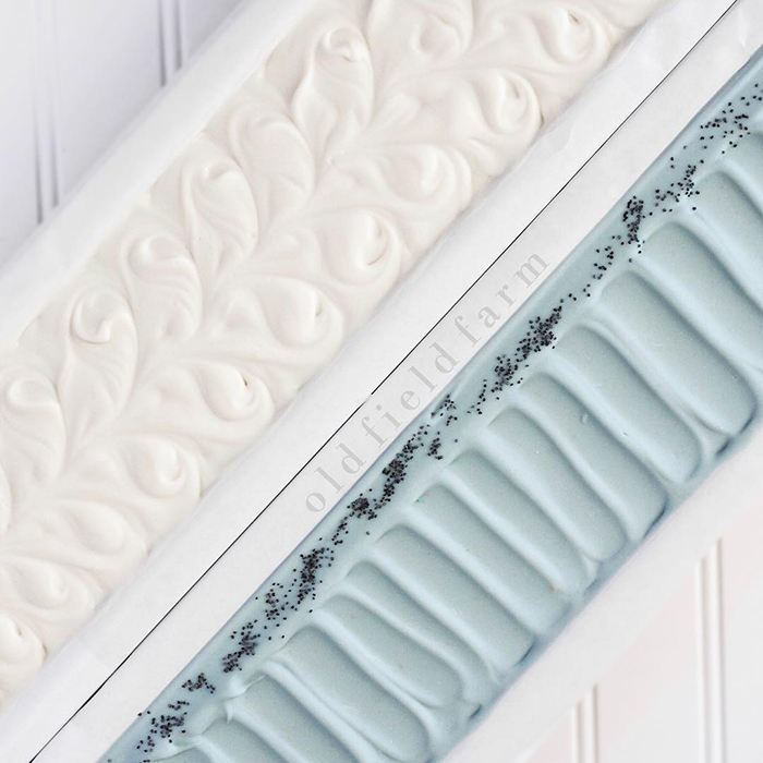 handmade white and blue soap by old field farm