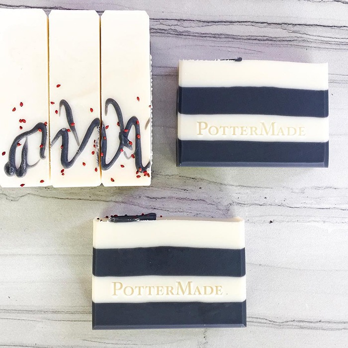 black
                and white soap by pottermade soap