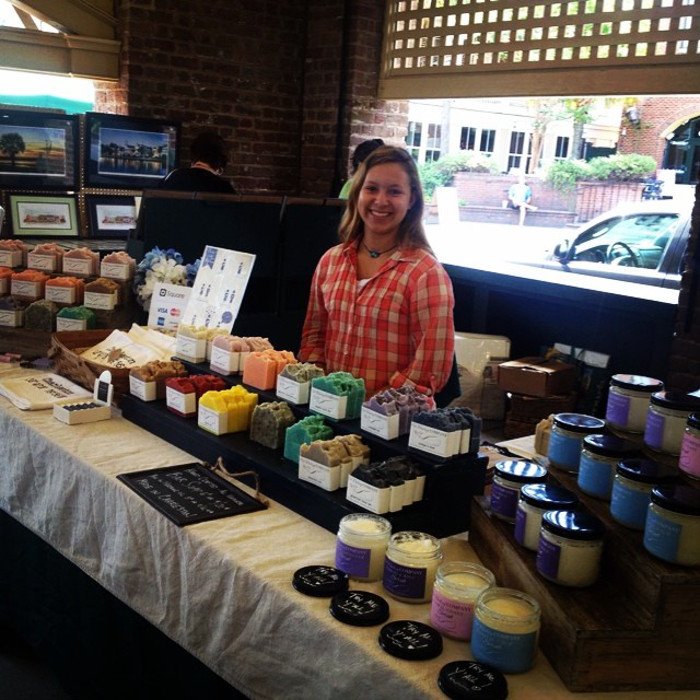 old whaling
company selling products at a market