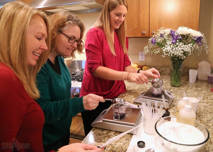 making
scrubs at a party | bramble berry