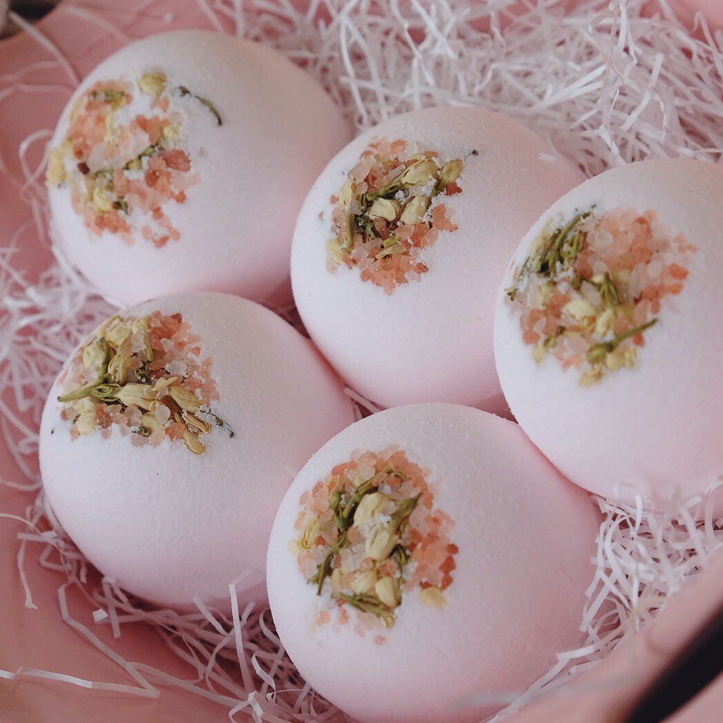 pink peony bath bombs by hotsy totsy soap