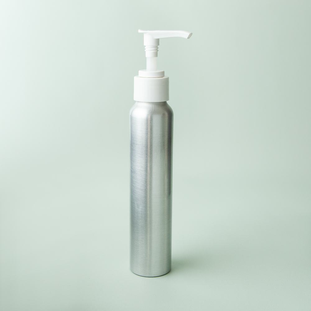 4 oz Brushed Aluminum Bottle with White Pump Top image number null
